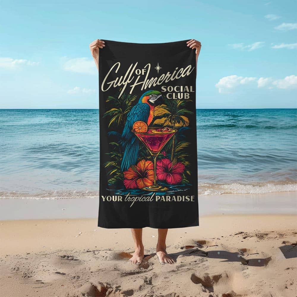 Gulf of America Social Club Your Tropical Paradise Beach Towel Gulf of America Social Club Your Tropical Paradise Beach Towel