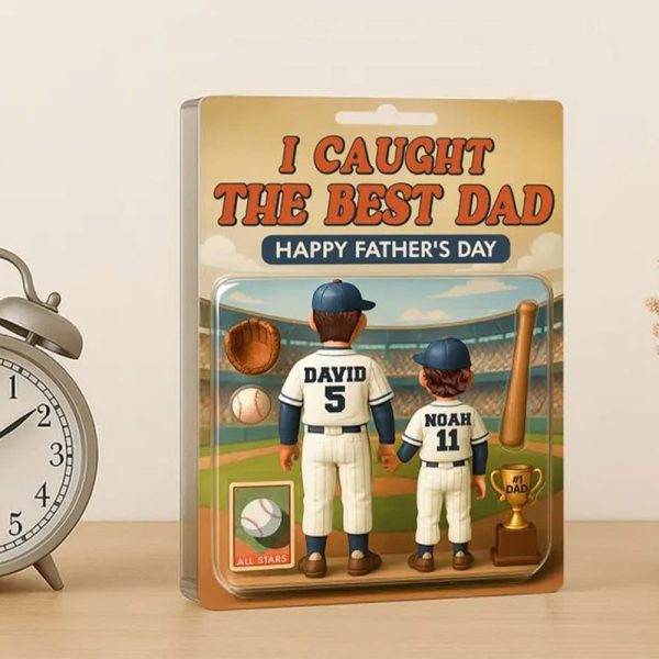 I Caught the Best Dad Happy Fathers Day Acrylic Block Plaque 2