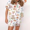 Italy Watercolour Travel Silky Satin Pajama Set