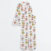 Just A Silly Goose Summer Cute Retro Goose Print Satin Pajama Set 3