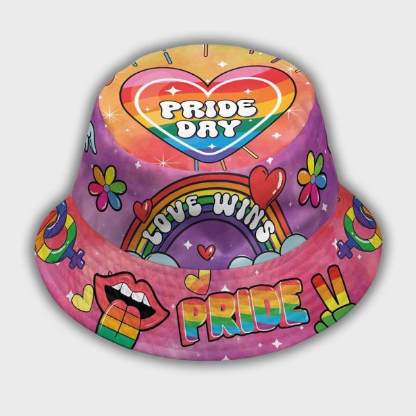 LGBTQ Rainbow Flag Pride Day Love Wins Bucket Hat