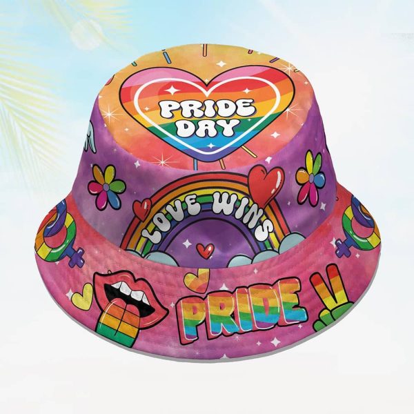 LGBTQ Rainbow Flag Pride Day Love Wins Bucket Hat 2