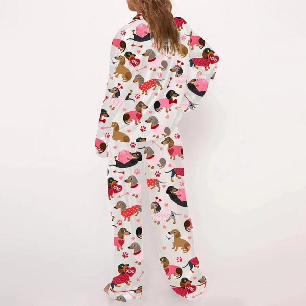 Love Dachshund Valentines Day Satin Pajama Set 3