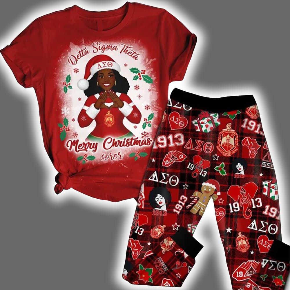 Merry Christmas Delta Sigma Theta 1913 Shirt And Pants Pajama Set Merry Christmas Delta Sigma Theta 1913 Shirt And Pants Pajama Set
