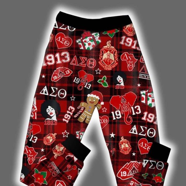 Merry Christmas Delta Sigma Theta 1913 Shirt And Pants Pajama Set 3