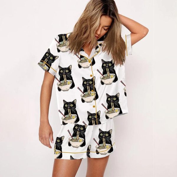 Noodle Cat Satin Pajama Set