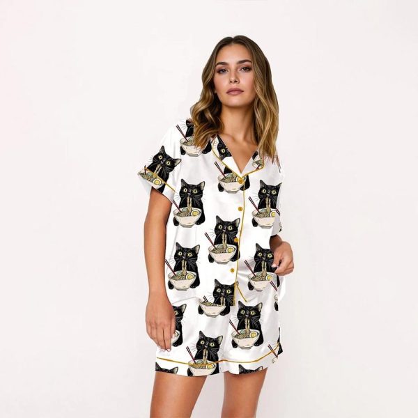 Noodle Cat Satin Pajama Set 2