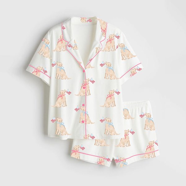 Patriotic Pups 4th Of July Satin Pajama Set