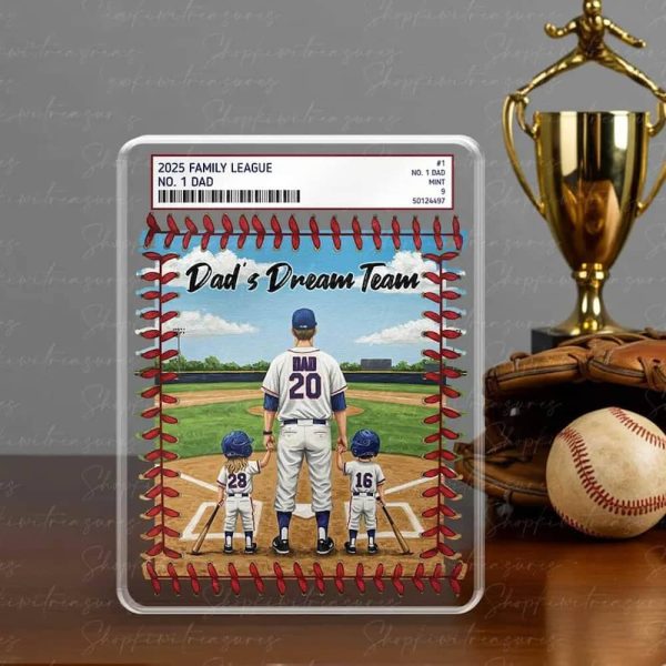Personalized Baseball Dad Trading Card Theme Acrylic Block