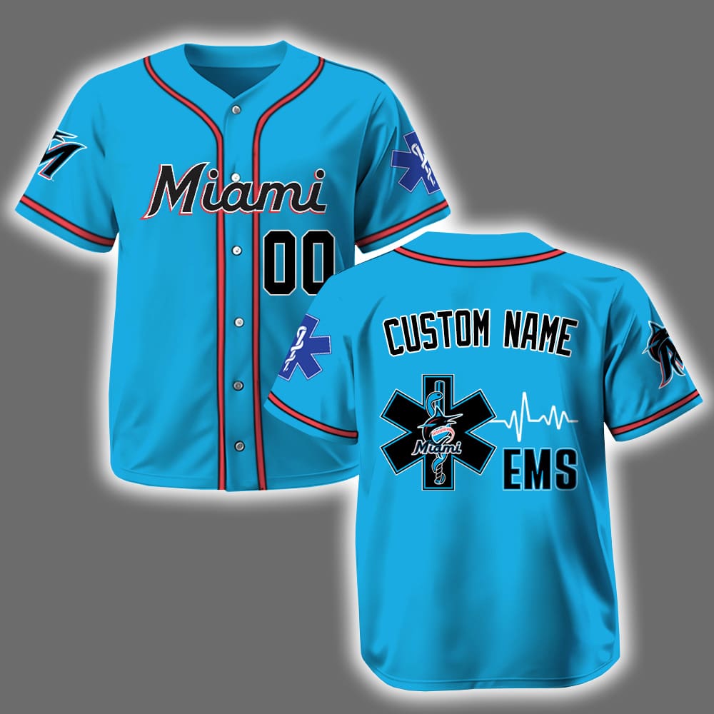 Personalized Marlins EMS Appreciation 2025 Baseball Jersey Personalized Marlins EMS Appreciation 2025 Baseball Jersey