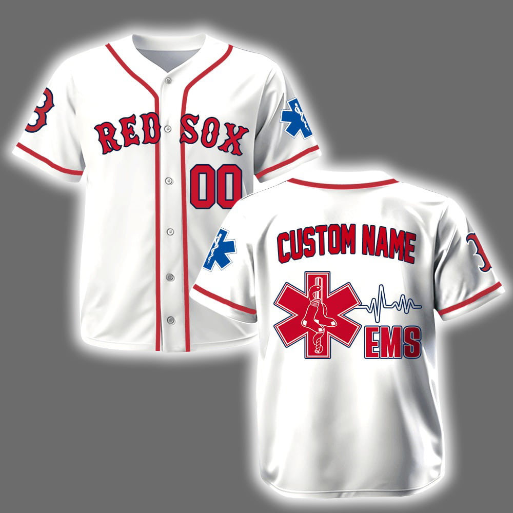 Personalized Red Sox EMS Appreciation 2025 Baseball Jersey Personalized Red Sox EMS Appreciation 2025 Baseball Jersey