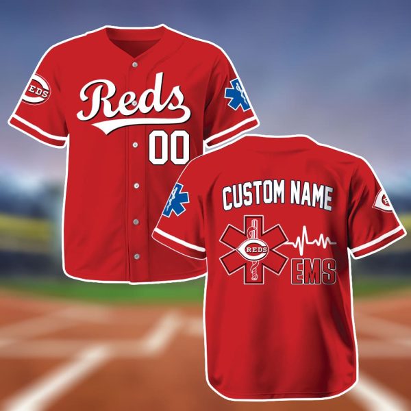 Personalized Reds EMS Appreciation 2025 Baseball Jersey 2