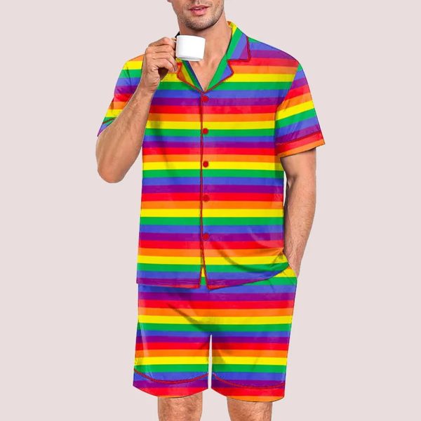 Rainbow Pride Stripes Pride Month Love Is Love Print Pajama Set 2