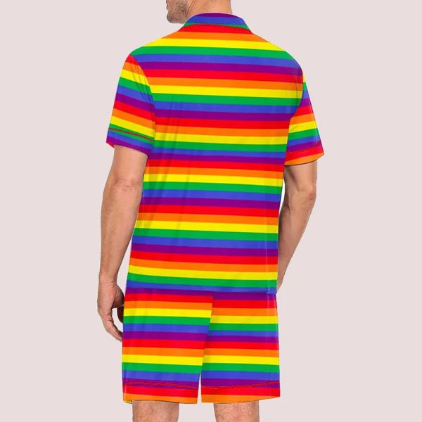 Rainbow Pride Stripes Pride Month Love Is Love Print Pajama Set 3