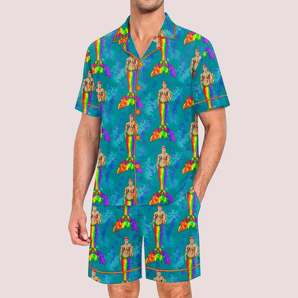 Rainbow Seashell Pride Merman Pride Month Love Is Love Print Pajama Set Rainbow Seashell Pride Merman Pride Month Love Is Love Print Pajama Set