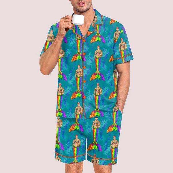 Rainbow Seashell Pride Merman Pride Month Love Is Love Print Pajama Set 2