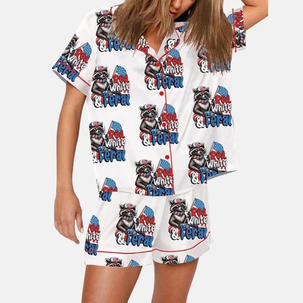 Red White And Feral USA Satin Pajama Set