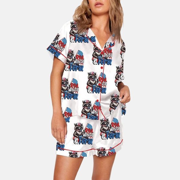 Red White And Feral USA Satin Pajama Set 2