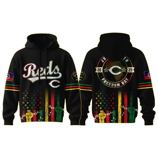 Reds 2025 Juneteenth Freedom Day Hoodie Joggers Cap