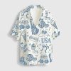 Retro America Coquette Preppy 4th Of July Girly Memorial Day Vintage USA Hawaiian Shirt