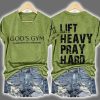 Retro Gods Gym Where Faith Gets Stronger Lift Heavy Pray Shirt 4