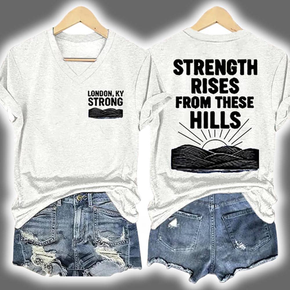 Retro London Kentucky Strong Strength Rises From These Hills Print T-Shirt Retro London Kentucky Strong Strength Rises From These Hills Print T-Shirt
