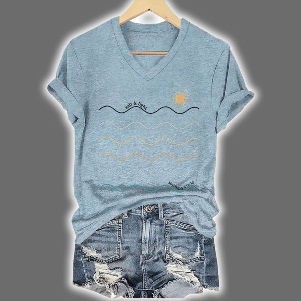 Retro Salt Light Faith Matthew 5 13 16 Print V Neck T Shirt 2