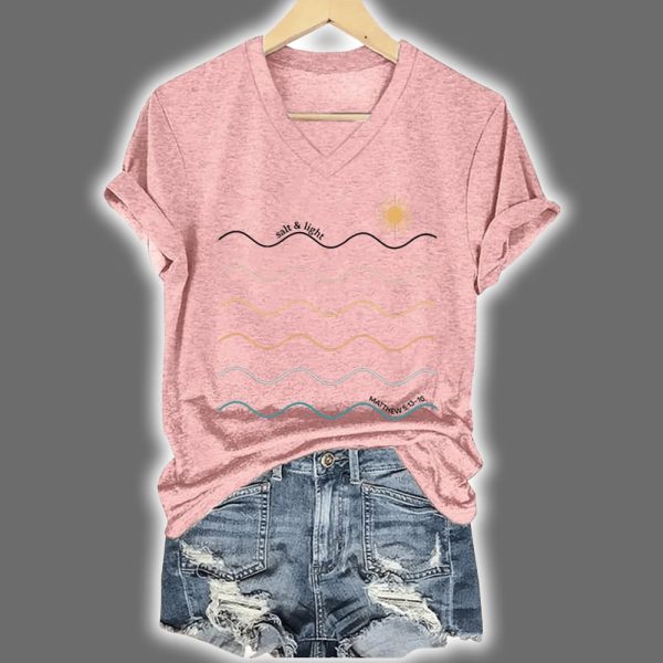Retro Salt Light Faith Matthew 5 13 16 Print V Neck T Shirt 3