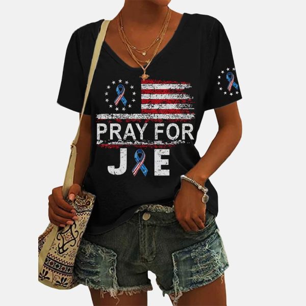 Stay For Joe Strong Prostate Cancer Awareness Print V Neck T Shirt 2