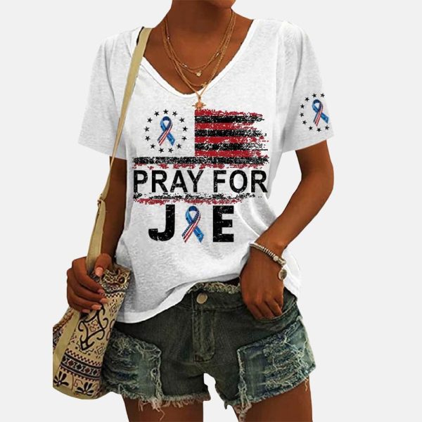 Stay For Joe Strong Prostate Cancer Awareness Print V Neck T Shirt 3