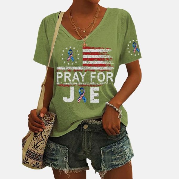 Stay For Joe Strong Prostate Cancer Awareness Print V Neck T Shirt 4