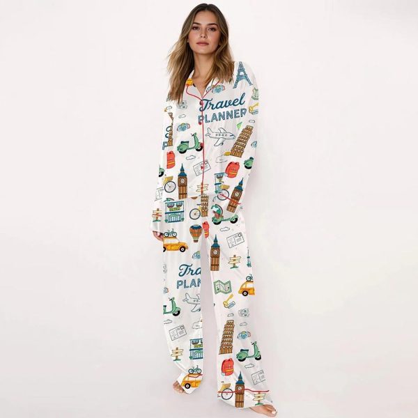Travel Planner Satin Pajama Set 2