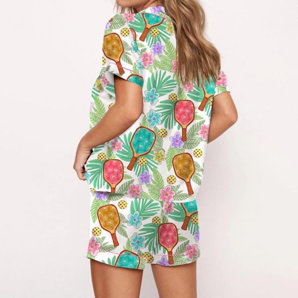 Tropical Pickleball Silky Satin Pajama Set 2