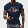 USA Jesus Saves Printed Round Neck Vintage T Shirt 3