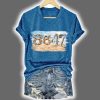 V-Neck Retro 8647 Beach Seashells Print Shirt