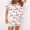 Valentine Dachshund Dog Print Satin Pajama Set