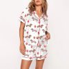 Valentine Dachshund Dog Print Satin Pajama Set 2