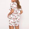 Valentine Dachshund Dog Print Satin Pajama Set 3