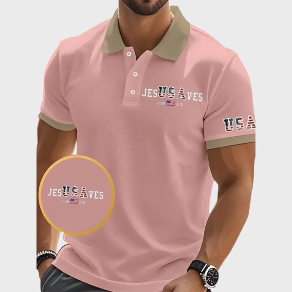 Vintage USA Jesus Saves John 3 16 Printed POLO Shirt 5
