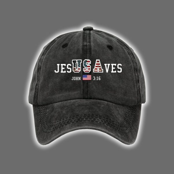 Vintage USA Jesus Saves Print Baseball Cap