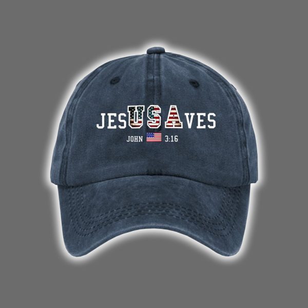 Vintage USA Jesus Saves Print Baseball Cap 2