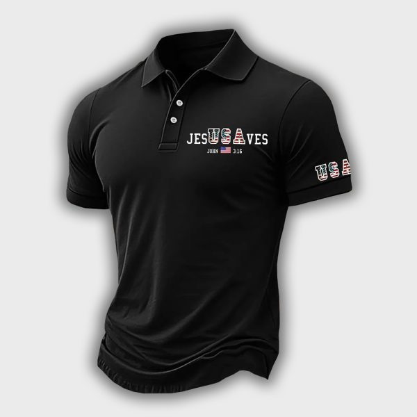 Vintage USA Jesus Saves Printed Polo Shirt