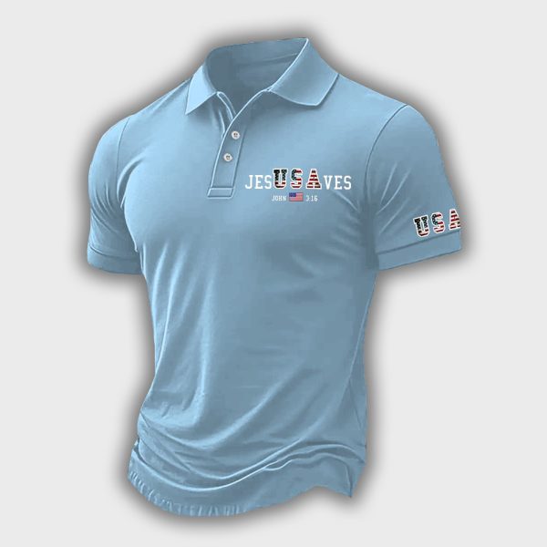 Vintage USA Jesus Saves Printed Polo Shirt 3
