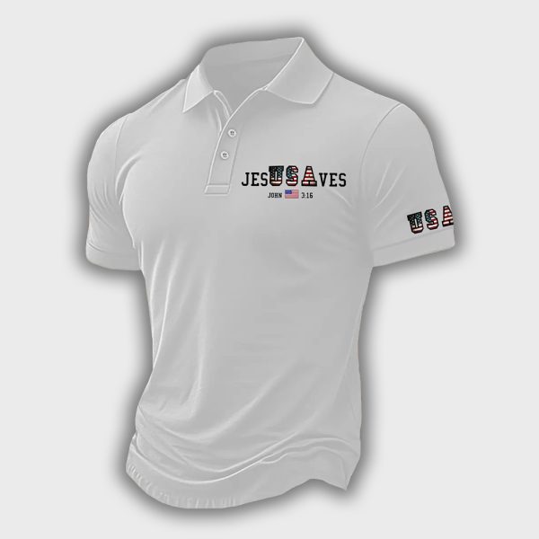 Vintage USA Jesus Saves Printed Polo Shirt 5