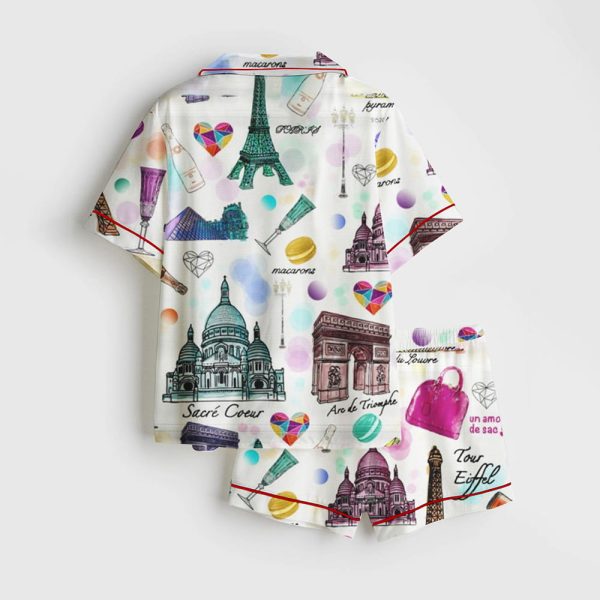 Voyage Paris Travel Satin Pajama Set 2