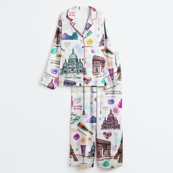 Voyage Paris Travel Satin Pajama Set 3