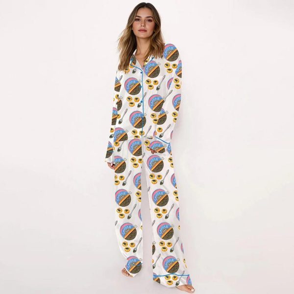 Watercolor Caviar Art Print Satin Pajama Set 2