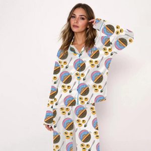 Watercolor Caviar Art Print Satin Pajama Set