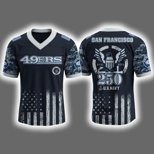 2025 49ers US NAVY 250th Birthday Celebration Football Jersey