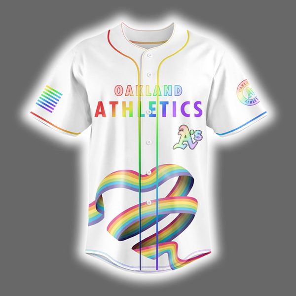 2025 Athletics Happy Pride Month LGBTQ Baseball Jersey 2